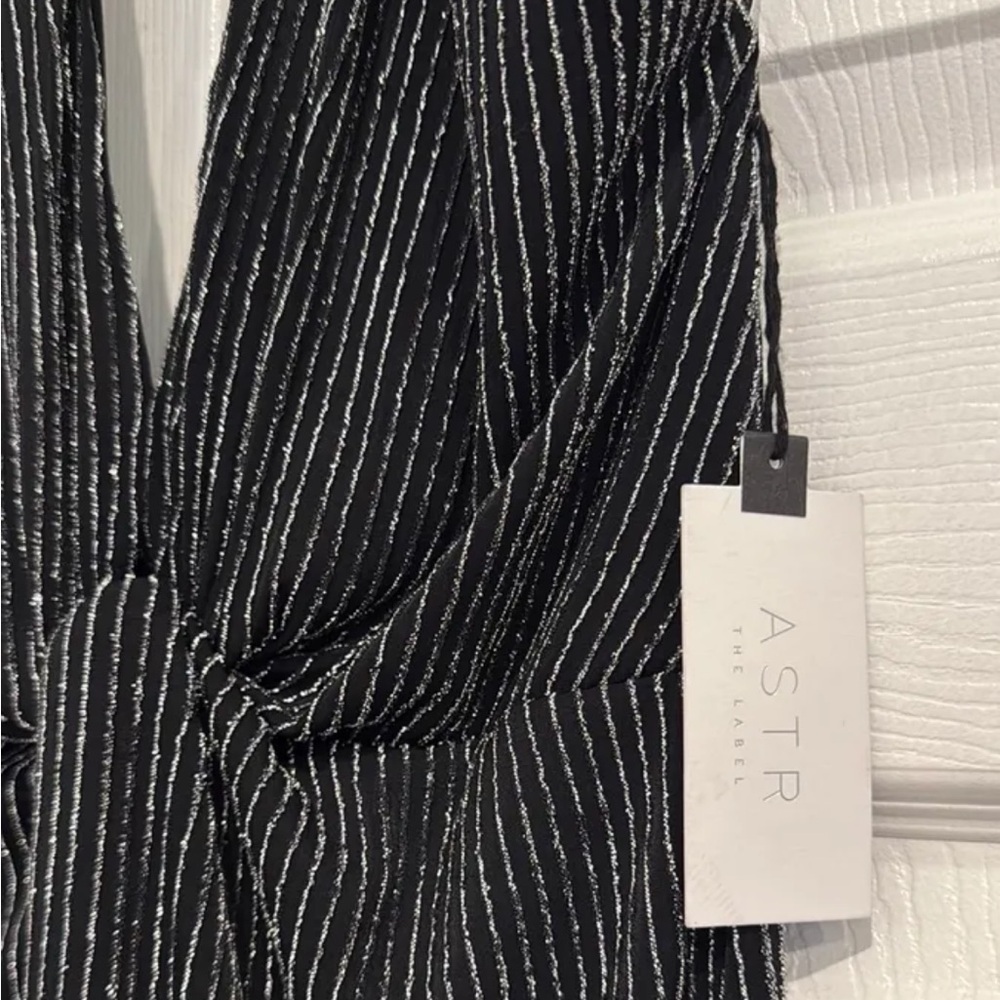 BNWT ASTR The Label Black and Silver Mini Halter Disco Dress Size small - Picture 5 of 5